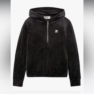 Fila Sport Black Velvet Quarter Zip Hoodie Sz. L